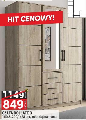 Szafa BOLLATE 3 150,3x200,1x58 cm, kolor dąb sonoma promocja w Merkury Market