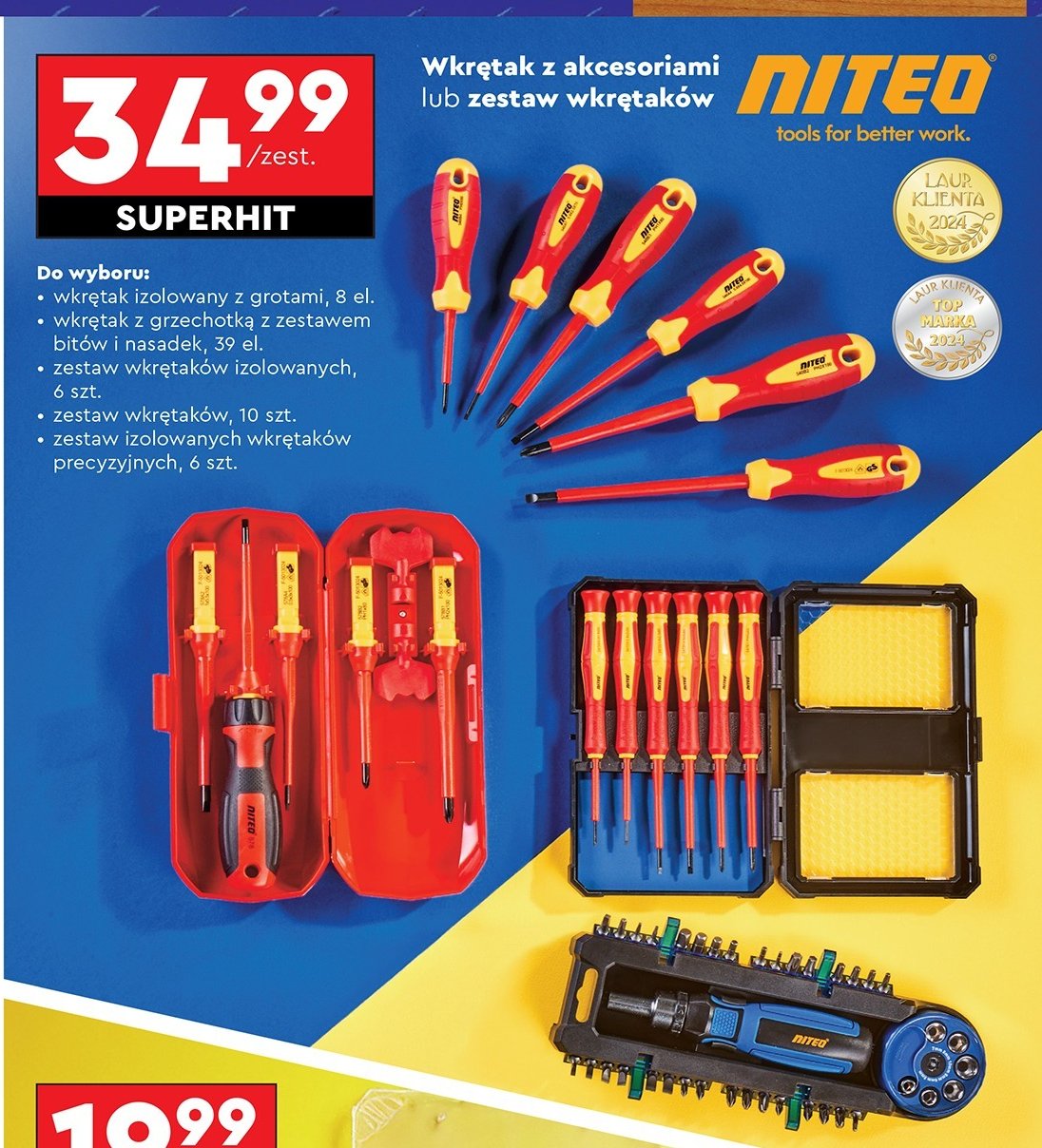 Wkrętaki izolowane precyzyjne Niteo tools promocja w Biedronka
