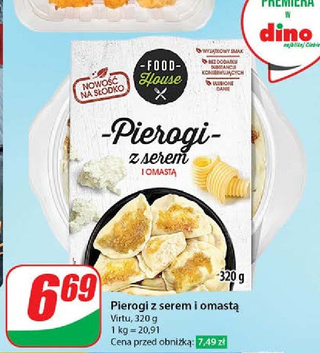 Pierogi z serem i omastą Food house promocja w Dino