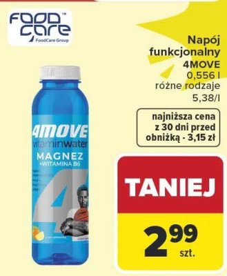 Napój funkcjonalny 4MOVE vitaminwater magnez + witamina B6 0,556l promocja w Carrefour Market