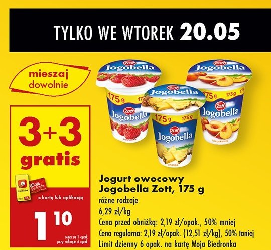 Jogurt truskawka Zott jogobella promocja