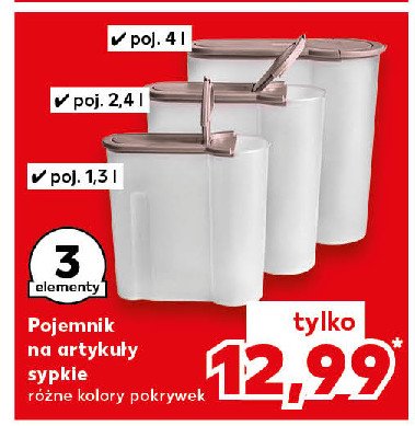 Zestaw pojemników na art. sypkie 1.3 + 2.4 + 4 l promocja