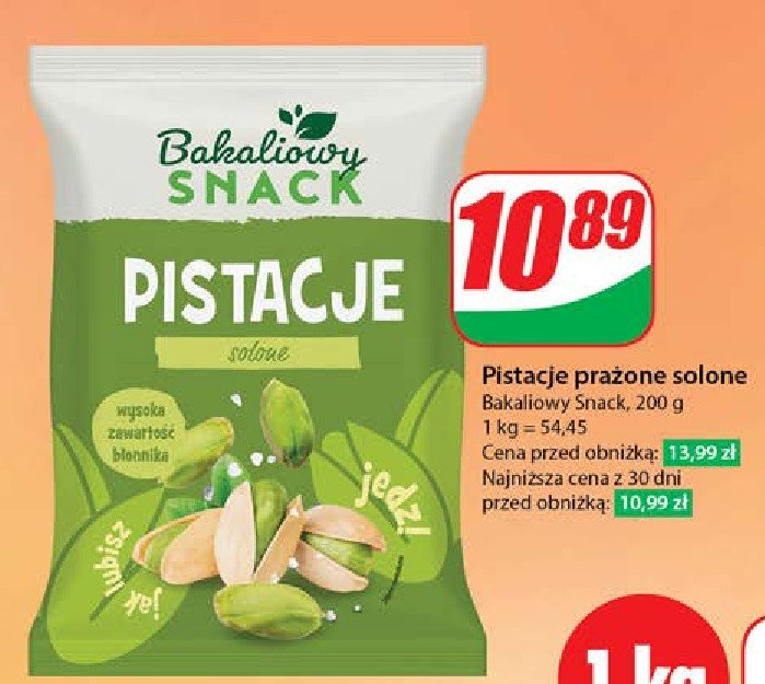 Pistacje solone Bakaliowy snack promocja w Dino