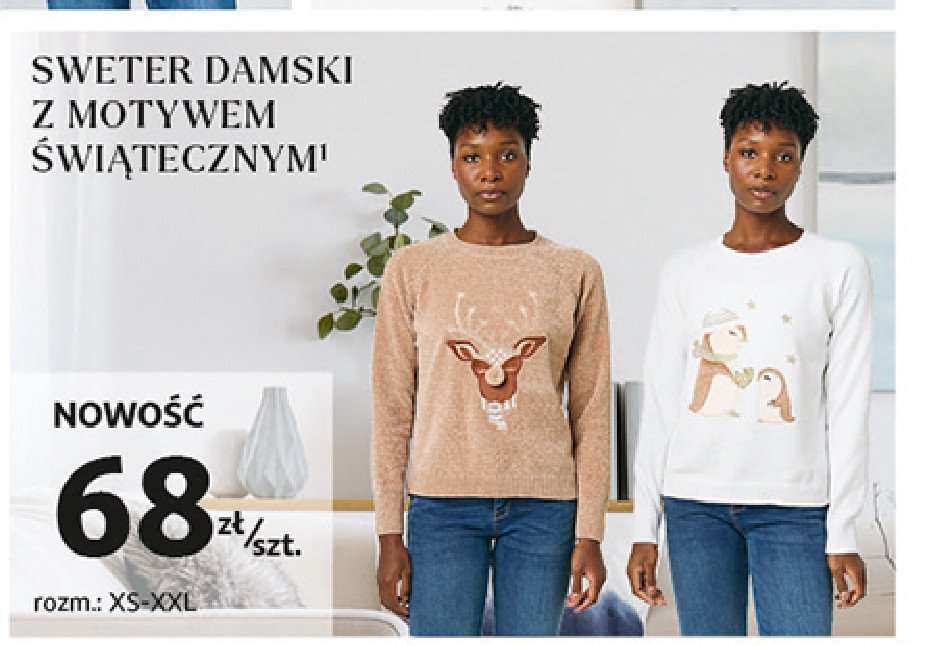 Sweter damski z motywem świątecznym Auchan inextenso promocja