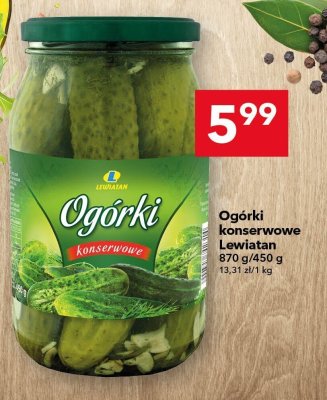 Ogórki konserwowe Lewiatan 870 g/450 g promocja w LEWIATAN