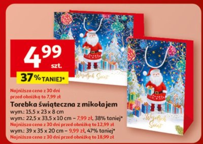 Torebka świąteczna z mikołajem promocja w Auchan