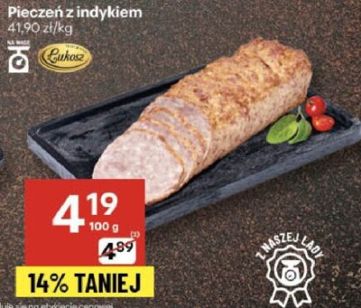 Pieczeń z indykiem Łukosz promocja w Delikatesy Centrum