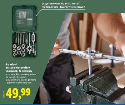 Zestaw gwintowników i narzynek Parkside 22 elementy promocja w Lidl