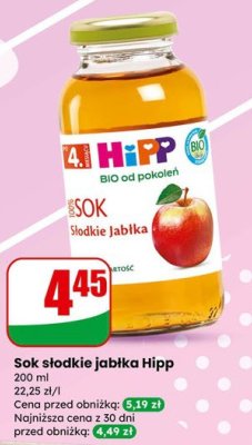 Sok słodkie jabłka Hipp promocja w Dino