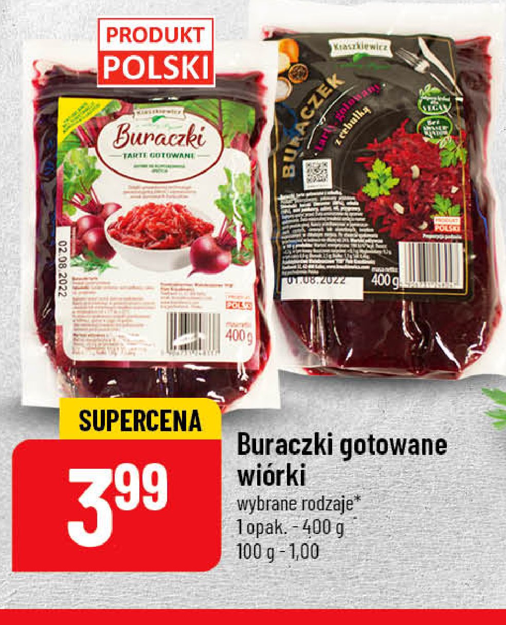 Buraczki gotowane z cebulką - wiórki Kraszkiewicz promocja