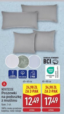 Poszewki na poduszk臋 z mu艣linu 40 x 40 cm Novitesse promocja