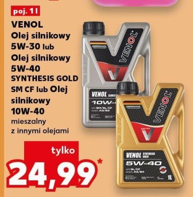 Olej silnikowy VENOL 5W-30 lub 5W-40 SYNTHESIS GOLD SM CF lub Olej silnikowy 10W-40 promocja w Kaufland