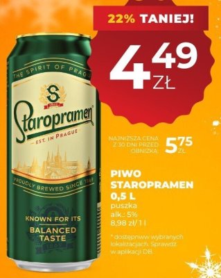 Piwo Staropramen 0,5 L promocja w Duży Ben