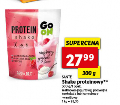 Shake proteinowy malinowo-jogurtowy Sante go on protein shake promocja