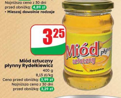 Miód sztuczny płynny Rydełkiewicz promocja w Dino