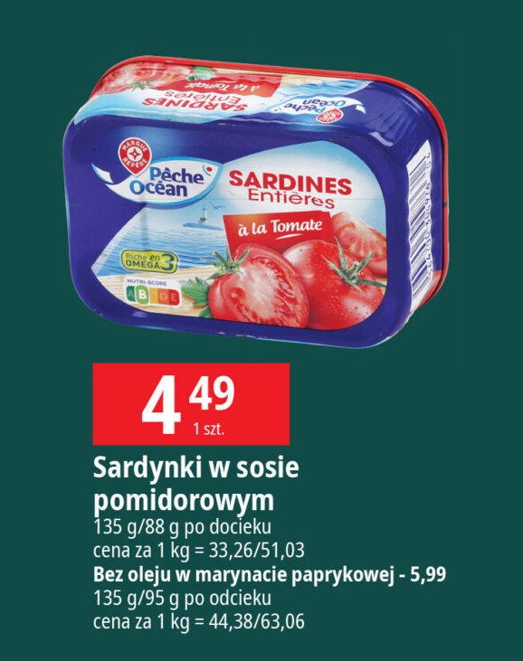 Sardynki w sosie pomidorowym Wiodąca marka peche ocean promocja w Leclerc