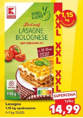 Lasagne Bolognese K-Classic promocja w Kaufland