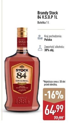 Brandy Stock 84 V.S.O.P 1l promocja w Aldi