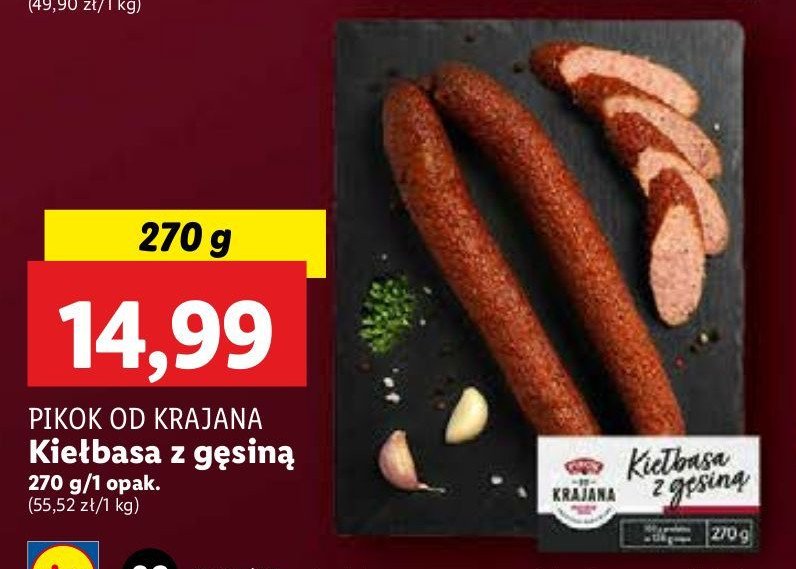 Kiełbasa z gęsiną Pikok od krajana promocja