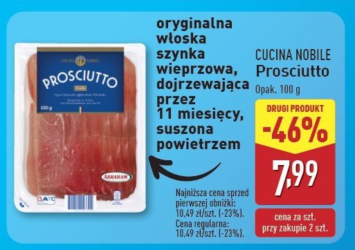 Szynka prosciutto Cucina nobile promocja w Aldi