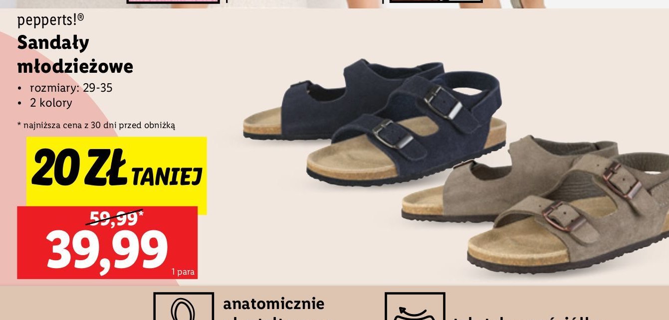 Sandały młodzieżowe Pepperts! promocja w Lidl
