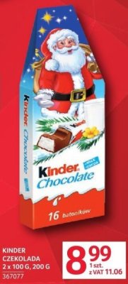Czekolada Kinder 100 g, 200 g promocja w Selgros