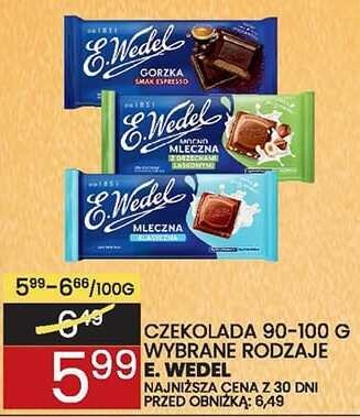 Czekolada E. Wedel różne rodzaje 90-100 g promocja w Wafelek