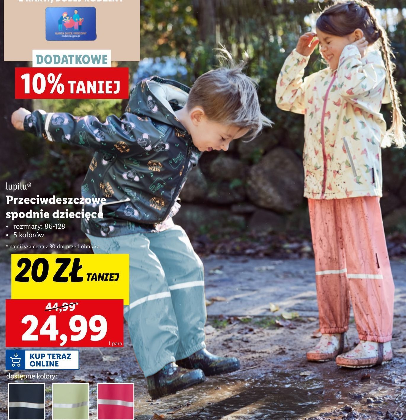 Spodnie przeciwdeszczowe Lupilu promocja w Lidl