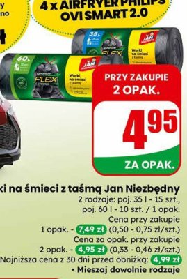 Worki na śmieci z taśmą poj. 60l promocja w Dino