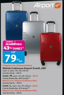 Walizka kabinowa Airport Sismik, ABS rozmiar S promocja w Auchan