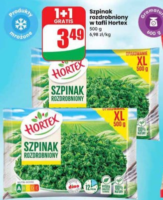 Szpinak rozdrobniony w tafli Hortex promocja w Dino