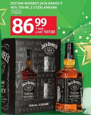 Whisky Jack Daniel's 40% 700 ml z 2 szklankami promocja w Selgros