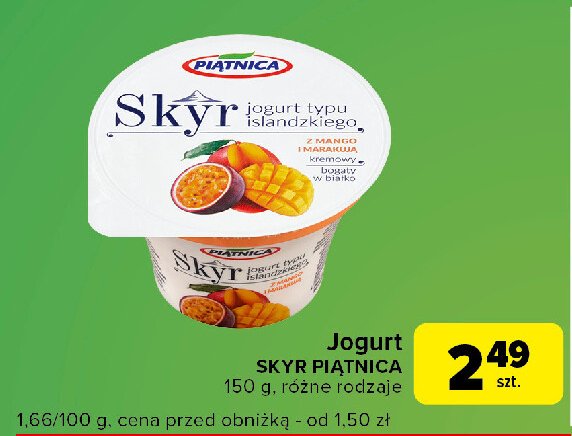 Jogurt typu islandzkiego z mango i marakują Piątnica skyr promocja