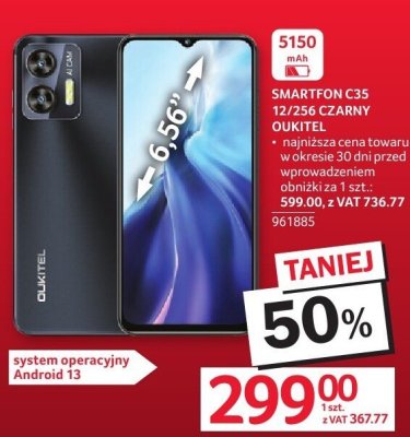 Smartfon OUKITEL C35 12/256 czarny promocja w Selgros