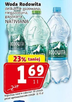 Woda Rodowita delikatnie gazowana niegazowana gazowana NATIVIANA promocja w Prim Market