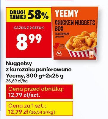 Nuggetsy z kurczaka panierowane Yeemy, 300 g+2x25 g promocja w Biedronka