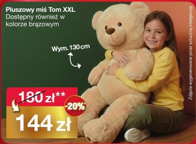 Pluszowy miś Tom XXL wym. 130cm promocja w Woolworth