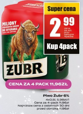 Piwo ŻUBR 6% promocja w Supeco