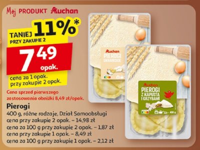 Pierogi 400 g, różne rodzaje, Dział Samoobsługi promocja w Auchan