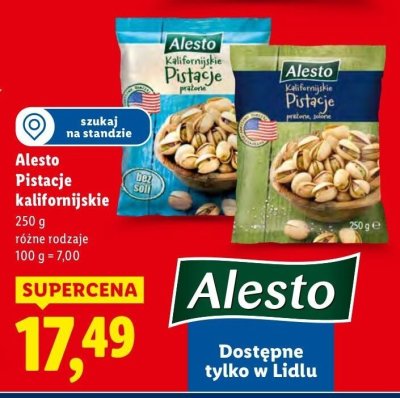 Pistacje Alesto Pistacje kalifornijskie promocja w Lidl