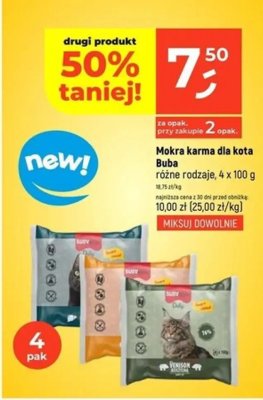 Mokra karma dla kota Buba różne rodzaje, 4 x 100 g promocja w Dealz