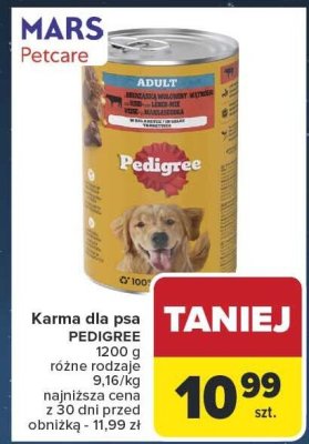 Karma dla psa PEDIGREE 1200g różne rodzaje promocja w Carrefour