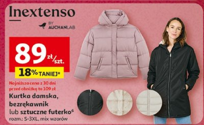 Kurtka damska, bezrękawnik lub sztuczne futerko Inextenso promocja w Auchan