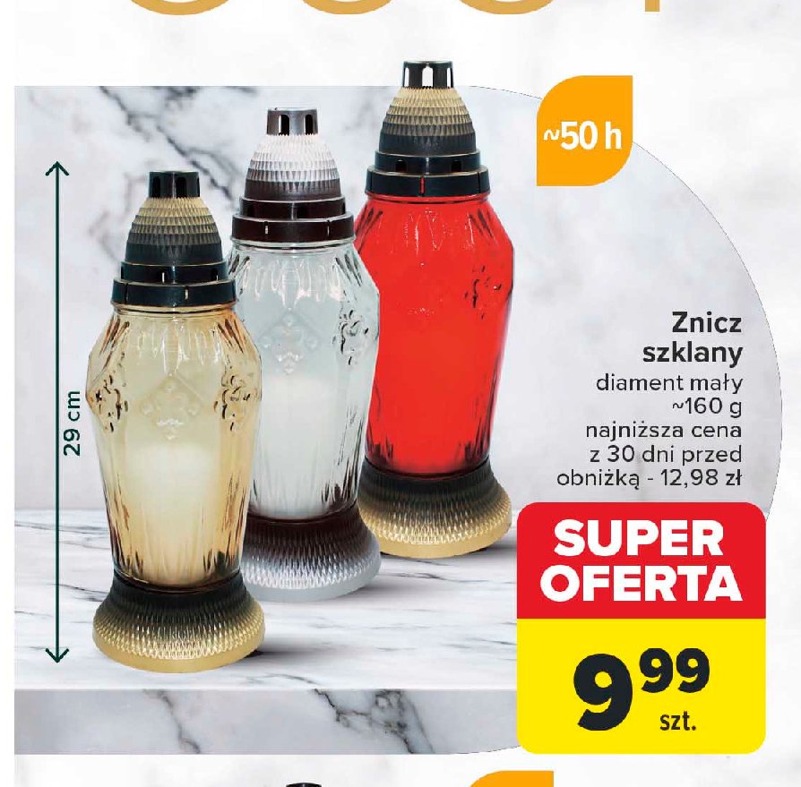 Znicz szklany 50 h promocja w Carrefour