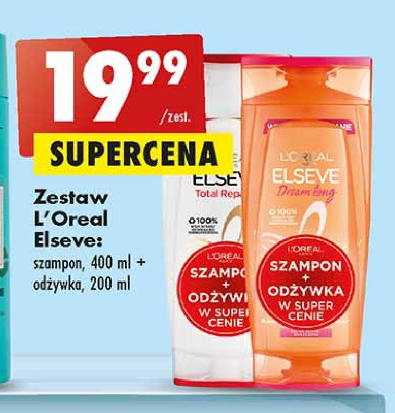 Szampon do włosów + odżywka do włosów L'oreal elseve total repair promocja