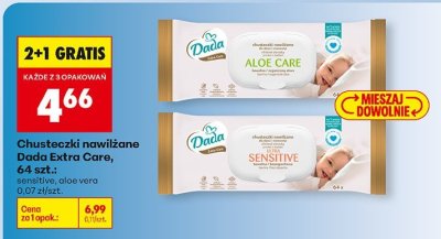 Chusteczki nawilżane Dada Extra Care, 64 szt. (sensitive, aloe vera) promocja w Biedronka