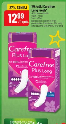 Wkładki Carefree Plus Long Fresh promocja w POLOmarket