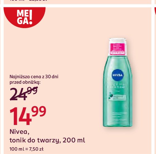 Tonik normalizujący Nivea derma promocja w Rossmann