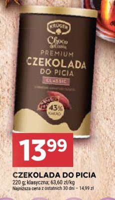 Czekolada do picia Kruger Choco Drink Premium Classic promocja w Stokrotka