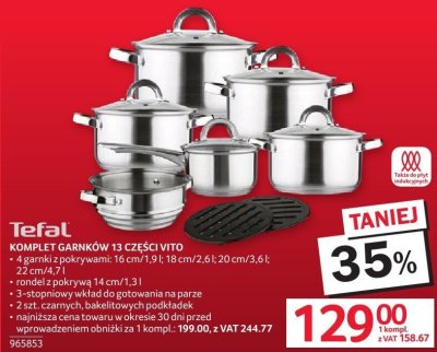 Komplet garnków Tefal 13 części Vito promocja w Selgros